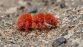 Vibrant red velvet ant crawling on rough rock Royalty Free Stock Photo