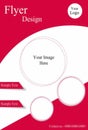 vibrant red and white flyer template with customizable circular image placeholders, sample text sections, contact info, and space Royalty Free Stock Photo