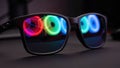 Vibrant Reflections: Glasses with Colorful AI-Generated Patterns Royalty Free Stock Photo