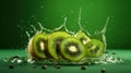 Vibrant Refreshment Kiwi and Water Splashes Royalty Free Stock Photo