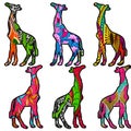 Vibrant retro African print giraffes