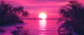 Vibrant Retro Art A Sunset Beachscape, Immersed In S Synthwave Vibes