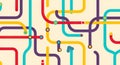 Colorful Abstract Subway Map Pattern Seamless Background with Interchange Lines Royalty Free Stock Photo