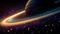 Vibrant Ringed Planet in Deep Space with Stunning Aurora Display ai generated Royalty Free Stock Photo