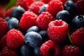 Vibrant Ripe blueberries raspberries. Generate Ai