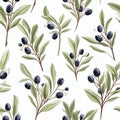 Vibrant ripe huckleberry berries in visually appealing seamless pattern on white background