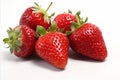 Vibrant ripe strawberries isolated on clean white background high quality stock image