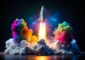 Vibrant Rocket Launch Startup Concept A Minimalist Design for a Bold Future in Space Exploration Royalty Free Stock Photo