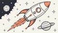 Vibrant rocket ship exploring outer space, symbolizing adventure and futuristic travel, vector design Generative AI Royalty Free Stock Photo