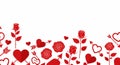 Valentine\'s Day Red Hearts and Roses Decorative Border Royalty Free Stock Photo