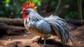 Vibrant Rooster In Light Silver And Dark Emerald - National Geographic Photo