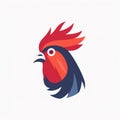 Vibrant Rooster Logo Illustration In Light Navy And Light Crimson