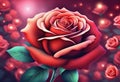Vibrant rose in nature symbol of love Generative AI.