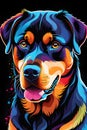 A vibrant Rottweiler dog in a vector illustration style, with colorful presence, black background, stunning phone walllpaper Royalty Free Stock Photo