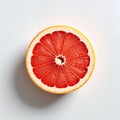 Vibrant ruby red grapefruit slice revealing its juicy segments, visually captivating on white background Royalty Free Stock Photo