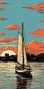 Vibrant Sail Boat Illustration: A Shepard Fairey-inspired Cityscape