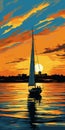 Vibrant Sailboat Art: J 22 In Bristol Harbor At Sunset