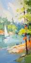 Vibrant Sailboat Painting In The Bay