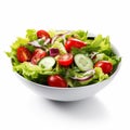 Vibrant Salad Bowl With Tomatoes And Cucumbers On White Background