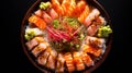 Vibrant Sashimi Bowl: A High-energy Fusion Of Flavors Royalty Free Stock Photo