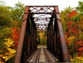Rustic train trestle in New Hampshire autumn