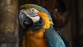 Vibrant scarlet macaw perching on tropical branch generated by AI