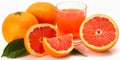 Citrus Symphony: Grapefruit, Oranges, and a Glass of Orange Juice. Generative AI Royalty Free Stock Photo