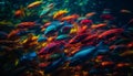 A vibrant school of fish swimming in a colorful underwater reef generated by AI Royalty Free Stock Photo