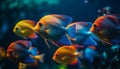 Vibrant school of multi colored fish swim in tropical reef generated by AI Royalty Free Stock Photo