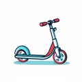 Colorful Cartoon Scooter Icon On White Background