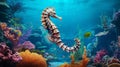 Vibrant Seahorse Swimming In Realistic Ocean Scene