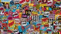 Vibrant seamless pattern background collage featuring dynamic pop art speech bubbles comic book characters and energetic graphic Royalty Free Stock Photo