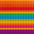 Vibrant seamless pattern composed of multicolored plastic building blocks arranged in bright horizontal rainbow stripes forming an Royalty Free Stock Photo