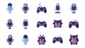 Cute Gaming, Audio, and Character Icons Seamless Pattern Royalty Free Stock Photo