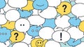 Seamless Pattern: Colorful Speech Bubbles with Emotions and Questions Background Royalty Free Stock Photo