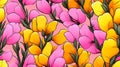 Vibrant Snapdragons Pattern in Pink and Yellow Royalty Free Stock Photo