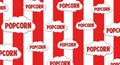 Seamless Popcorn Pattern Red White Stripes with Cloud-Shaped Text Royalty Free Stock Photo