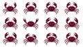 Stylized Red Crab Seamless Pattern and Icons Royalty Free Stock Photo