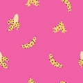 Vibrant seamless vector patterns with bananas and banana peels for stylish stationery and prints