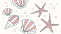 Vibrant Seashells and Starfish Pattern Vector, vector design Generative AI Royalty Free Stock Photo