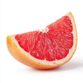 Bright Pink Grapefruit Slice with Textured Rind and Sugary Crystals on White Background Royalty Free Stock Photo