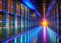 Vibrant Server Racks Showcase CuttingEdge Data Center Technology and Network Infrastructure Royalty Free Stock Photo