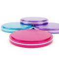Vibrant set of four circular objects in purple, blue, and pink Royalty Free Stock Photo