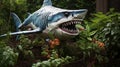 Vibrant Shark Statue For Your Garden - Sony Fe 85mm F1.4 Gm Style Royalty Free Stock Photo