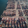 Vibrant Shipping Port with Towering Cranes