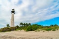 Vibrant shot of the historic Cape Florida Lighthouse in Miami, Florida