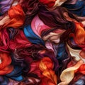 Vibrant silk with red motive seamless pattern, created with generative AI