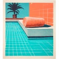 Lush Colors And Sharp Angles: A Vibrant Poolside Print
