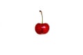 Vibrant single red cherry isolated on a white background Royalty Free Stock Photo