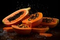 Vibrant Slice ripe papaya. Generate Ai